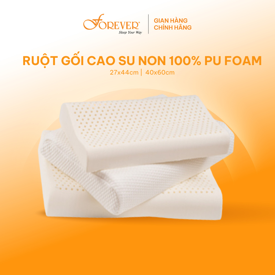 Ruột gối cao su non NK Forever 100% PU Foam nâng đỡ cổ vai gáy vỏ cotton tháo rời được (kích thước phổ thông)