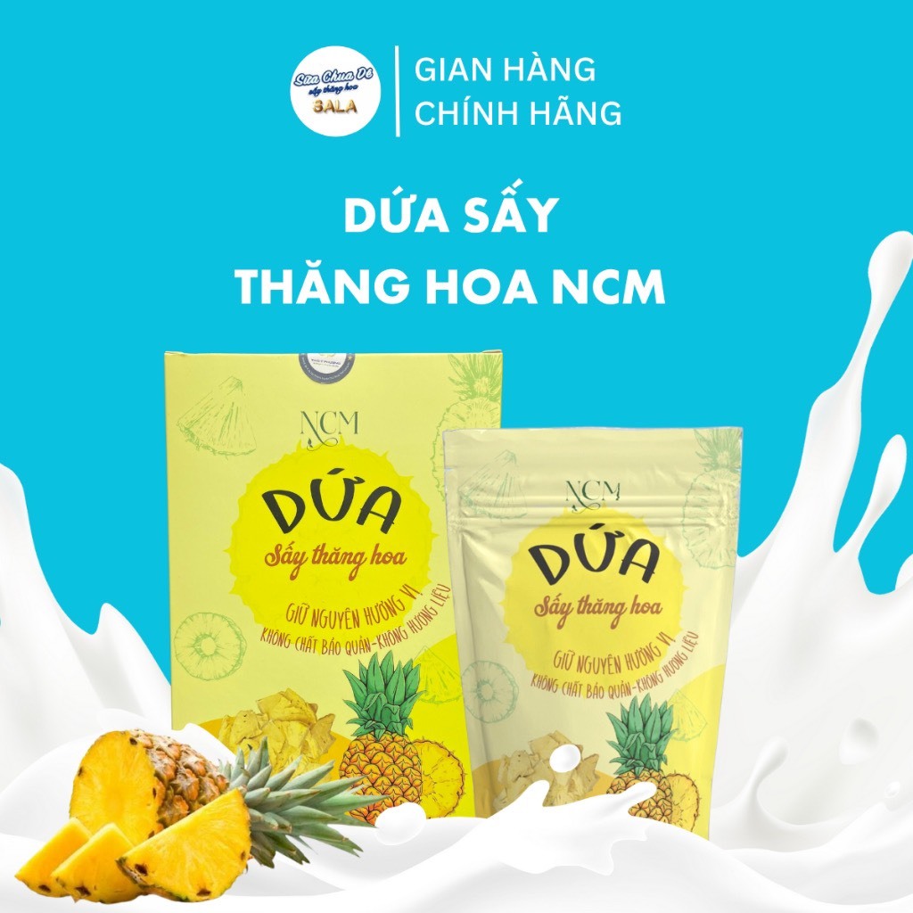 Dứa  sấy thăng hoa NCM hộp 20g, 100% trái cây tươi tại trang trại công ty Thái Ý Phương