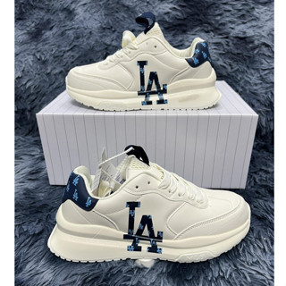Giày MLB Korea Chunky Runner Classic Monogram LA Dodgers Ivory - Giày MLB Runner Monogram La Màu Trắng Xanh