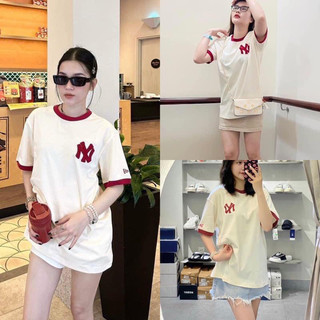 Áo thun mlb , áo thun form rộng tay lỡ thêu chữ ny vải cotton dày dặn cao cấp