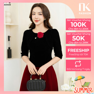 Áo Sơ Mi Nhung Đổ Vai Xếp NKSM2311005 NK Fashion Quý Cô Công Sở, Thanh Lịch, Đi Chơi, Đi Làm Chất Liệu Nhung Cao Cấp