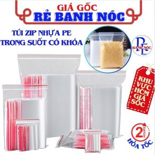 Túi Zip PE Trong Suốt - Túi Zip Viền Đỏ (100g,200g) Loại Dày Có Khóa Bấm Miệng Tiện Dụng- Túi Nhựa Trong Đựng Đồ Đa Năng