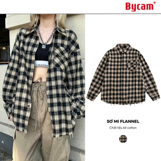 Áo Sơ Mi Cotton Flannel Oversize Phong Cách Hàn Quốc Xuân Hè 2024 𝘽𝙮𝘾𝙖𝙢𝙘𝙖𝙢