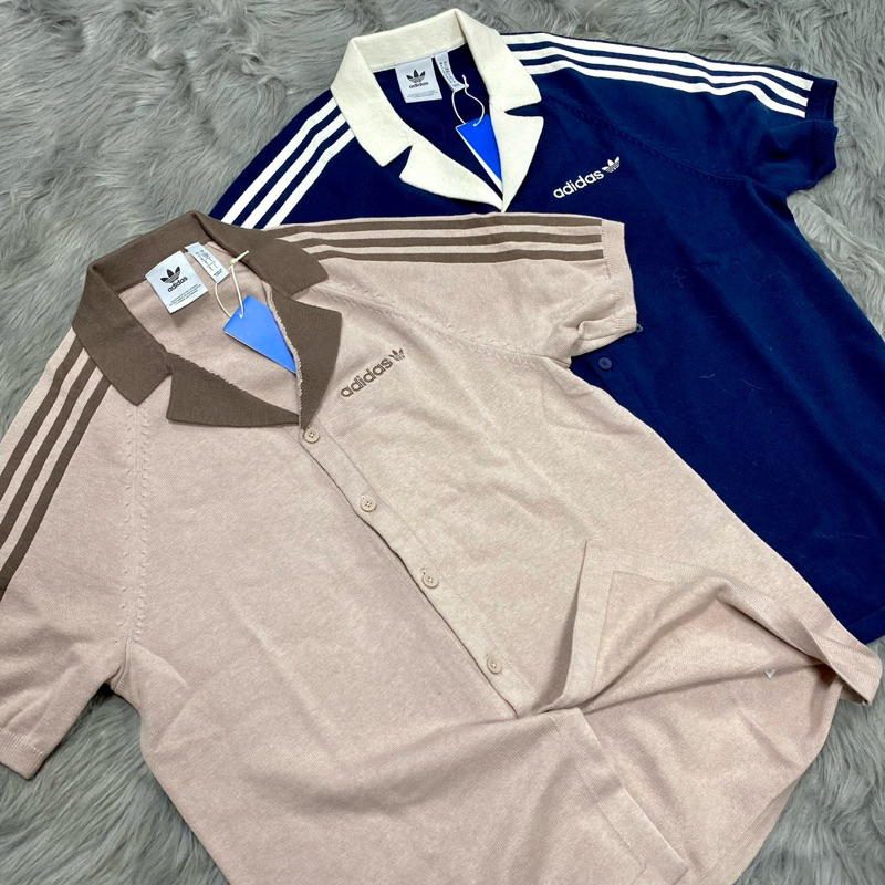 Chính Hãng Áo Sơ Mi Adidas Premium Knitted Be IS1414 / Xanh IU0223