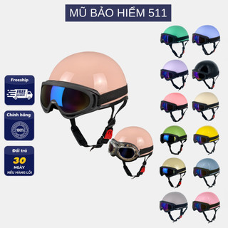 Mũ bảo hiểm nửa đầu 1/2 đầu - MÀU TRƠN KÈM KÍNH UV CAO CẤP