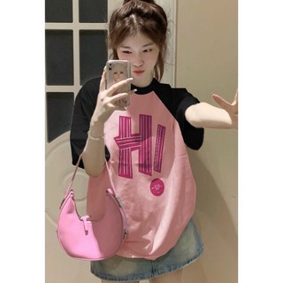 Áo thun babytee tay raplan chữ Hi Phuong Mon