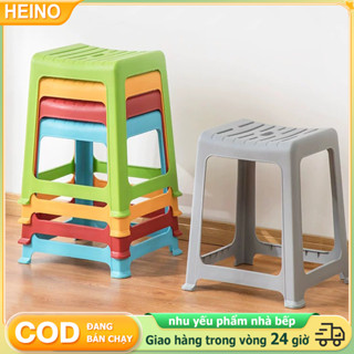 HEINO Ghế nhựa cao cấp quán nướng Trà sữa, Cafe Vỉa Hè Ghế nhựa cao vuông nhiều màu TẢI TRỌNG 90 KG- GIÁ RẺ