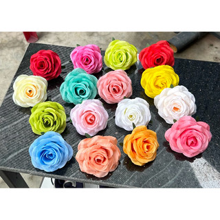 Đầu bông hồng rubi trang trí hoa lụa, giỏ quà, oản bông size 9cm
