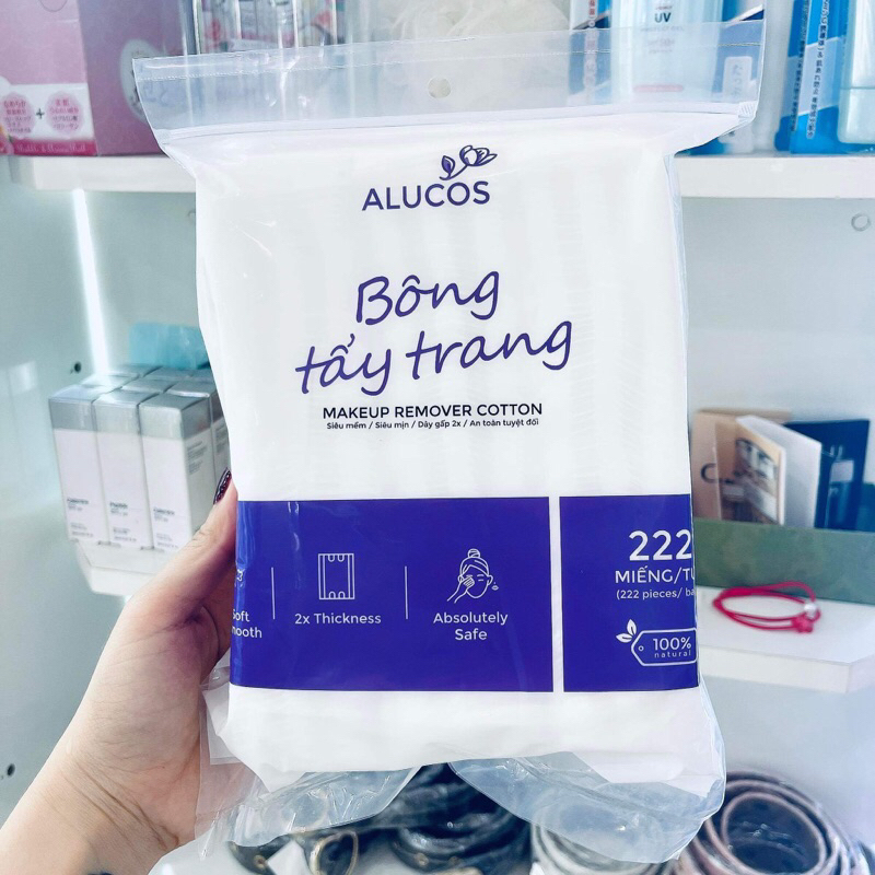Bông Tẩy Trang Alucos 3 lớp mềm mịn Hàng Việt Nam Chất Lượng Cao