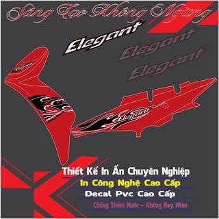 Decal lửa dán trang trí cho xe elegant đời cũ màu đỏ,in chất liệu decal trắng