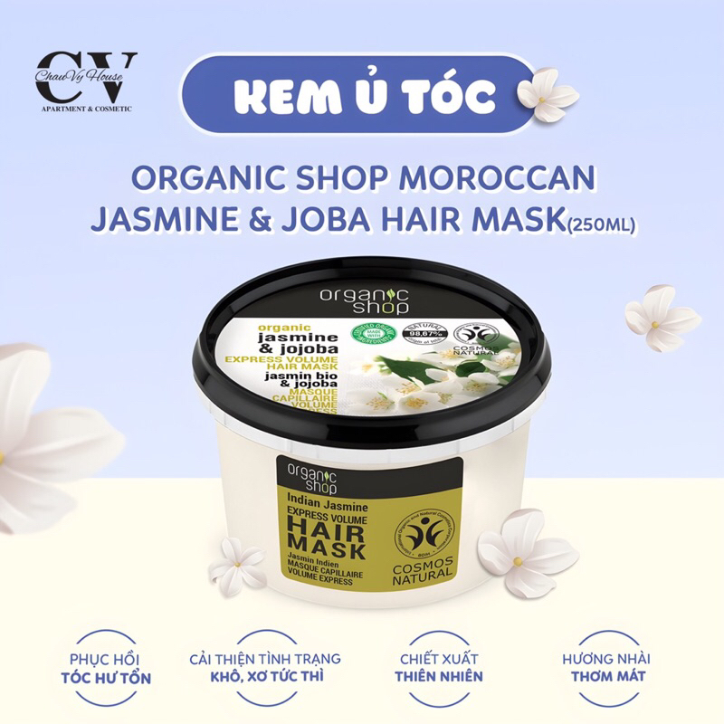Kem Ủ Tóc Organic Shop Jasmine &amp; Joba Hair Mask (250ml)