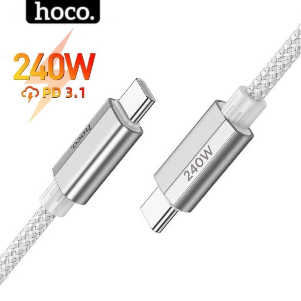 Dây sạc type c sạc nhanh 240w Hoco chính hãng cáp sạc 2 đầu typec dài 1.8m cho xiaomi samsung laptop chống cháy nổ