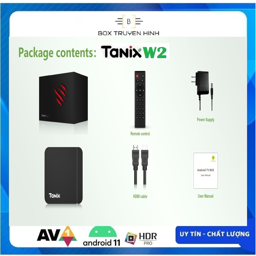 Android Box Tanix W2 Remote voice, RAM 4GB, ROM 32GB, S905W2, Android TV 11, Dual Wifi, Bluetooth