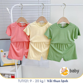 Đồ Bộ Bé Gái, Bé Trai Tuti Tuti Baby Vải Thun Lạnh trơn Basic Hàn Quốc , Bộ Cộc Tay Mặc Nhà Cho Bé, TUTI121