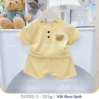 Đồ Bộ Cộc Tay Cho Bé Trai, Bé Gái Tuti Tuti Baby Vải Thun Lạnh 4C In Gấu, TUTI120