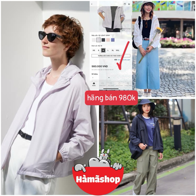 ÁO PARKA DÙ UNI CHỐNG UV 1 LỚP SIÊU NHẸ CHO NỮ