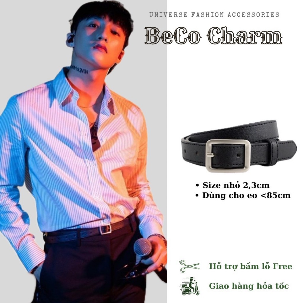 Thắt Lưng Nam Nữ Bản Nhỏ Sơn Tùng dài 105cm bản 2.3cm, Dây Nịt Nam Mặt Chữ Nhật, Dây Thắt Lưng Kiểu 