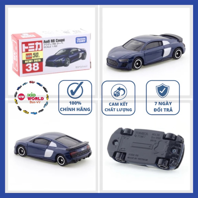 Xe mô hình Tomica Box Audi R8 Coupe. No.38. Tỷ lệ 1:62.