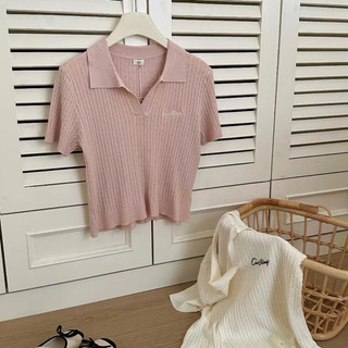 Áo polo len mỏng vặn thừng nhỏ- thêu logo