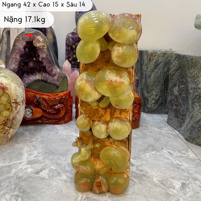 Tác Phẩm Cây Nấm 17,1kg Ngọc Xanh Trường Sinh Đá Ngọc Xanh Pakistan Phong Thuỷ