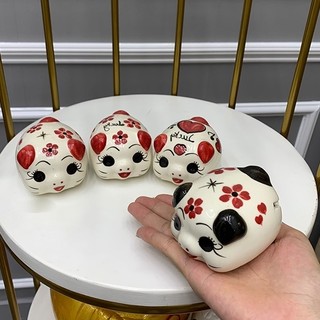 HEO ĐẤT Đựng Vàng Tiết Kiệm Gốm Men Sứ cao cấp - Size MINI Màu TRẮNG SỮA, Heo Phong thủy trang trí bàn làm việc, bàn học