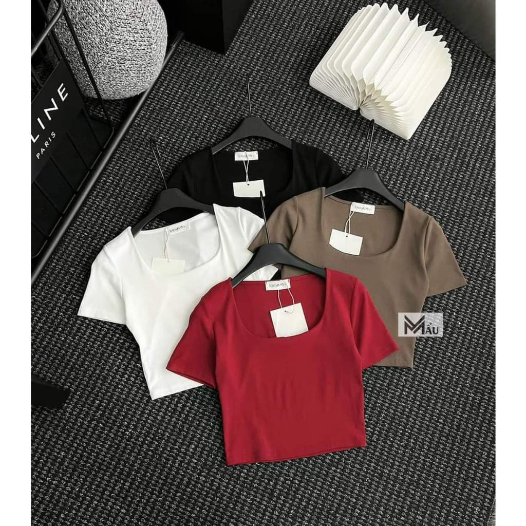 Áo Croptop CỔ VUÔNG TAY NGẮN Phong Cách, Áo kiểu nữ chất vải tốt mặc đẹp ( MÃ V1 )