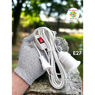 Bộ đui đèn E27 liền dây kèm công tắc 3 mét - bộ dây đèn lắp sẵn công tắc phích cắm - dây đèn liền phích E27