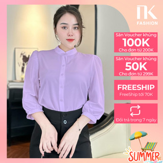 Áo Sơ Mi Cổ Tàu Tay Lỡ UKSM2309010 NK Fashion Công Sở Nữ Đẹp, Trẻ Trung, Thanh Lịch, Thiết Kế Hàn Quốc, Chất Vải Mát