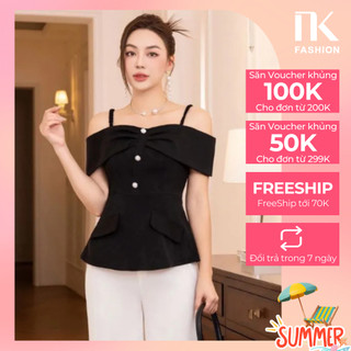 Áo Sơ Mi Peplum Trễ Vai NK Fashion Công Sở Nữ Thiết Kế Hàn Quốc, Chất Liệu Cao Cấp, Lên Form Đứng Dáng NKSM2305015