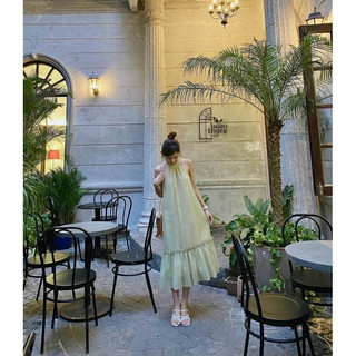 ĐẦM MAXI XANH CỔ YẾM