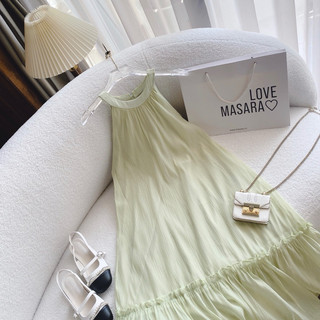 ĐẦM MAXI XANH CỔ YẾM