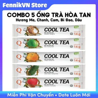 Combo 5 ống trà hòa tan cool tea trần quang, hương me, chanh, cam, bí đao, dâu