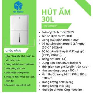 Mẫu mới - máy hút ẩm xiaomi new widetech 30l thông minh điều hòa không khí - hàng chính hãng - bảo hành 12 tháng