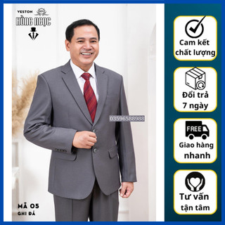 Bộ Vest Trung niên Hồng Ngọc, Vest trung niên 2 khuy vải tuýp si nhập khẩu ( tặng cà vạt )