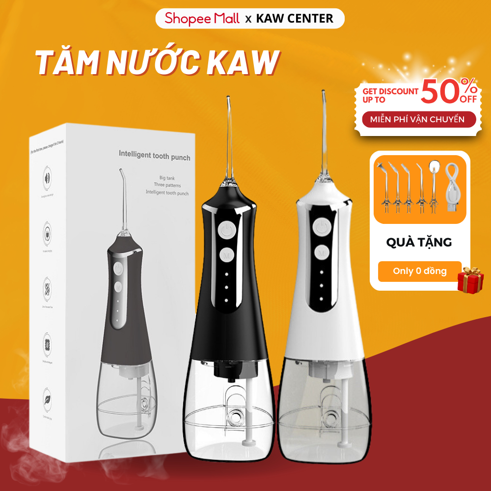 Máy Tăm Nước Cầm Tay Vệ Sinh Răng Miệng Dung Tích 300ml Fullbox 5 Chế Độ