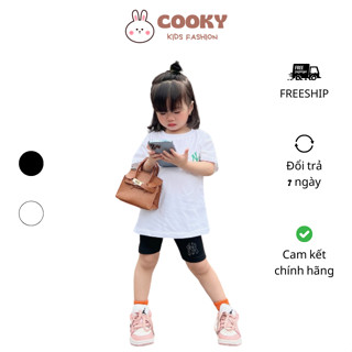  Quần Legging lửng Logo MLB NY cho bé gái chất liệu vải Zip tăm cạp cao dễ phối đồ 