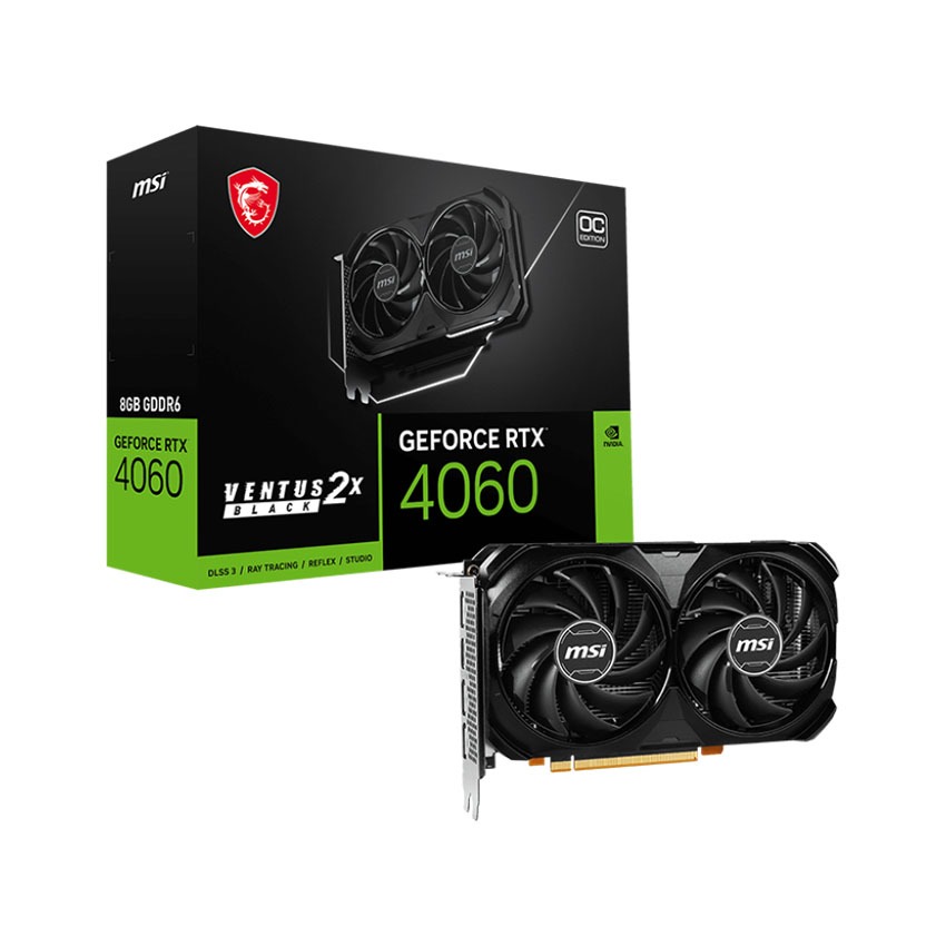 CARD MÀN HÌNH MSI RTX 4060 VENTUS 2X BLACK 8G OC (Chính hãng - Bảo hành 36 tháng) | BigBuy360 - bigbuy360.vn