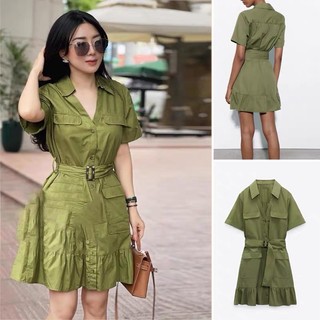Váy cổ trụ sơ mi Zara xuất