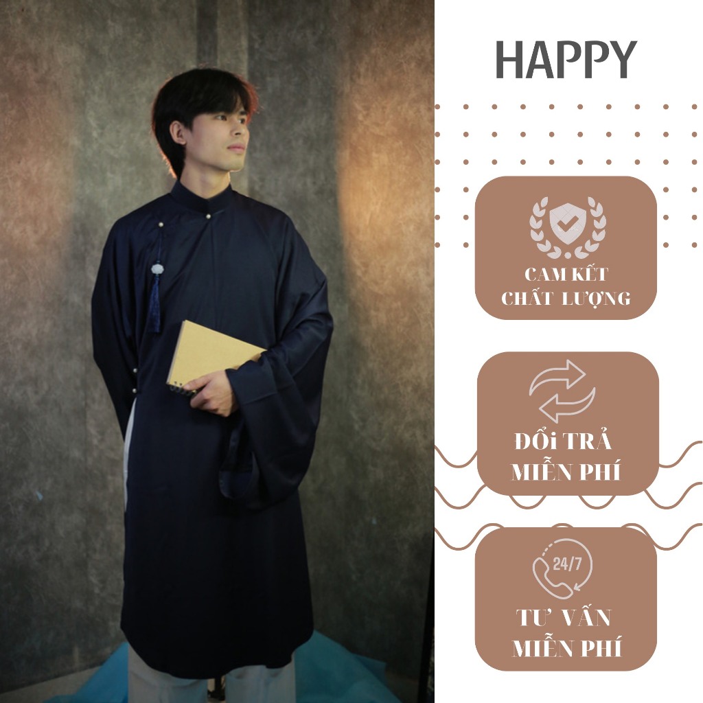 Áo tấc,áo ngũ thân nam 2 lớp lụa tây thi cao cấp| HAPPY