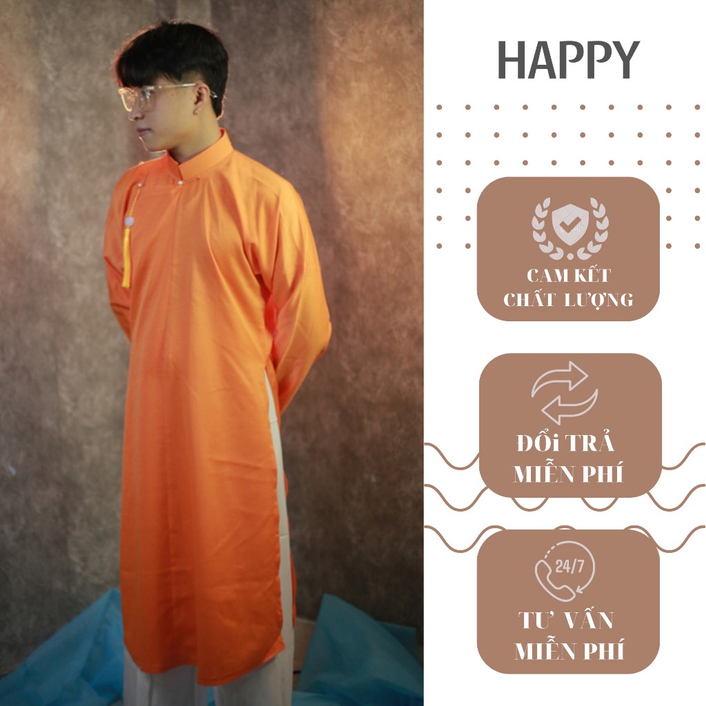 Áo ngũ thân,áo tấc nam tay chẽn 2 lớp lụa cap cấp | HAPPY