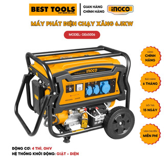 Máy phát điện gia đình 6.5 kva ingco ge65006 100% dây đồng chạy xăng kết hợp hệ thống đề điện tiện lợi