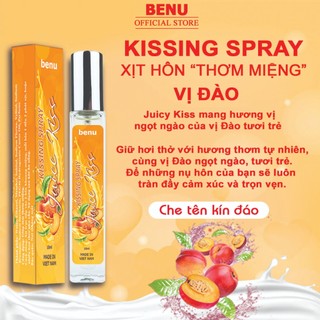 Xịt thơm miệng benu vị đào sịt thơm miệng hương trái cây tươi mát kissing spray tự tin hơi thở thơm mát