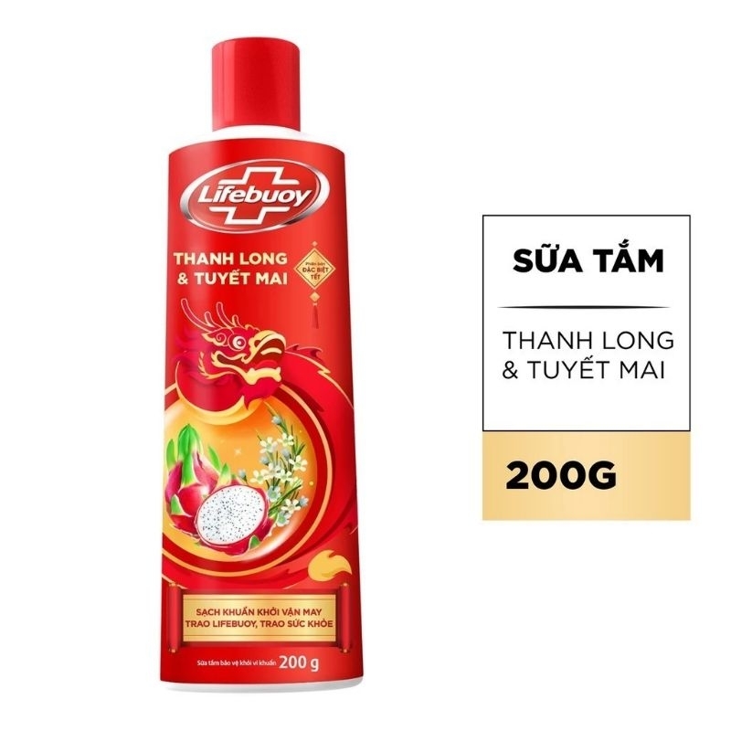 sữa tắm Lifebuoy Thanh Long tuyết mai 200 Gr - Sữa tắm Lifebuoy trà phúc muối lộc 200g Hàng tặng - lifebouy