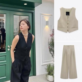 Set gile + quần suông dài Zara xuất