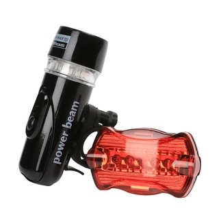 Bộ đèn pin gắn xe đạp và đèn chiếu hậu 5 LED WJ-101 (Đen đỏ) Youngcityshop