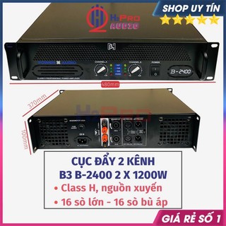 Cục đẩy 2 kênh b3 b2400 công suất lớn 2x1200w class h, 32 sò gồm 16 sò toshiba và 16 sò bù áp, nguồn xuyến - h2pro audio