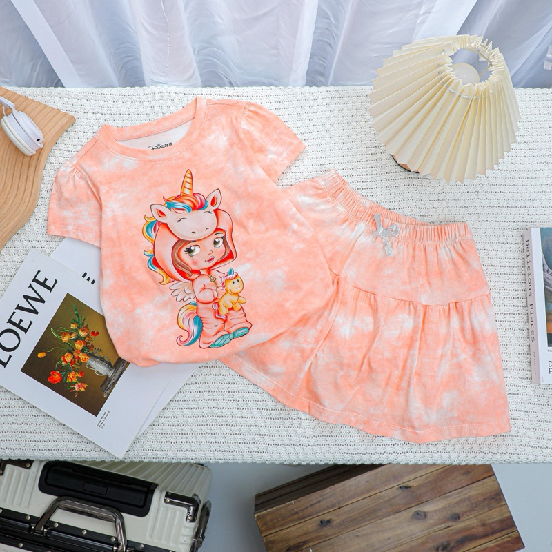 💗  Set Áo + Váy Thun Cotton, Bộ Váy Disney in 3D Siêu Xinh