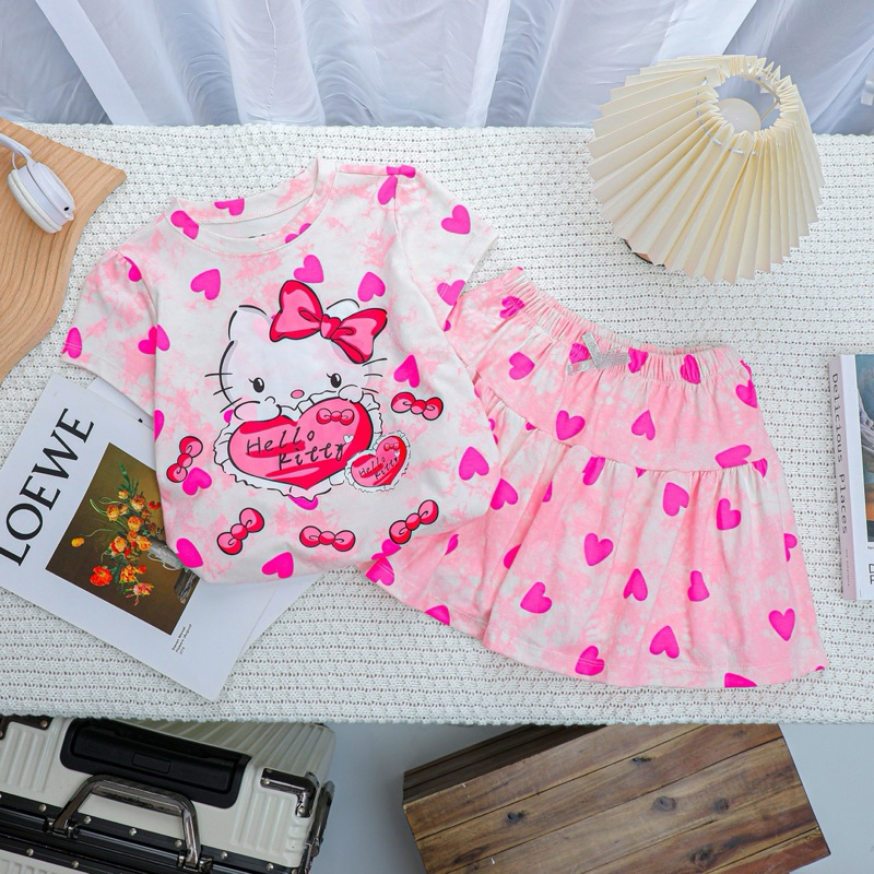 💗  Set Áo + Váy Thun Cotton, Bộ Váy Disney in 3D Siêu Xinh