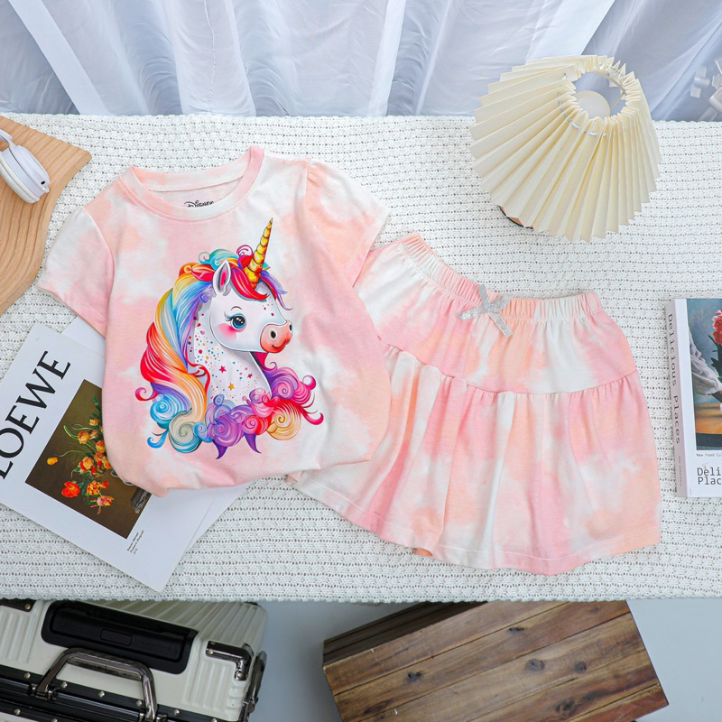 💗  Set Áo + Váy Thun Cotton, Bộ Váy Disney in 3D Siêu Xinh