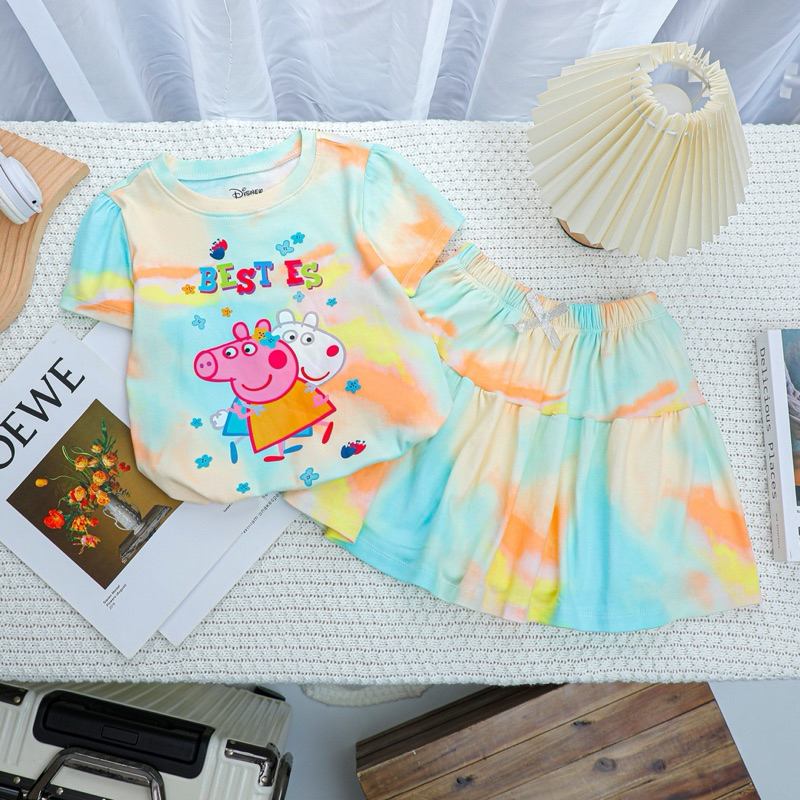 💗  Set Áo + Váy Thun Cotton, Bộ Váy Disney in 3D Siêu Xinh